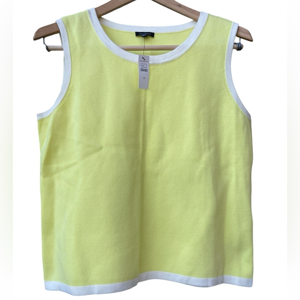💛NWT Talbots citrus honey/ivory Grace tank size M. Also have matching cardigan